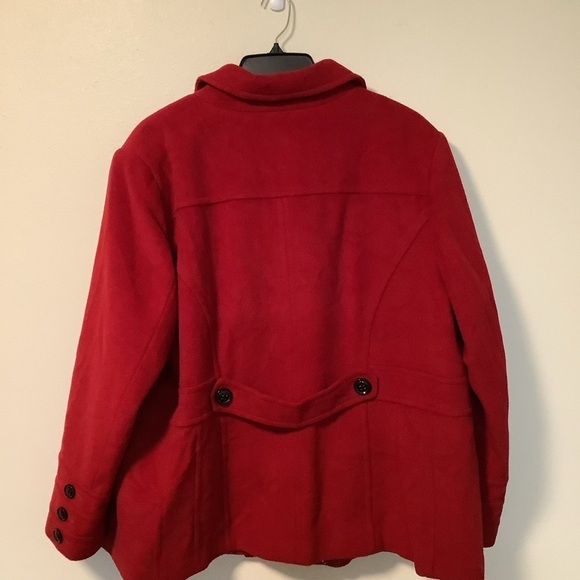 ST John’s Bay Women’s 3X red 70% wool 20% nylon 10% 18W cashmere red pea coat - Picture 3 of 11